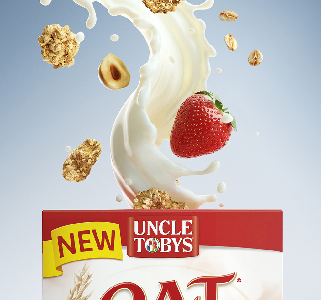 High-end CGI food visualization closeup showcasing detailed milk splash texturing and studio lighting