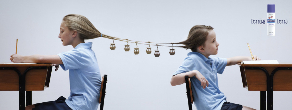 Award winning CGI Banlice print advertising campaign render featuring a stylized hair gondola bridge