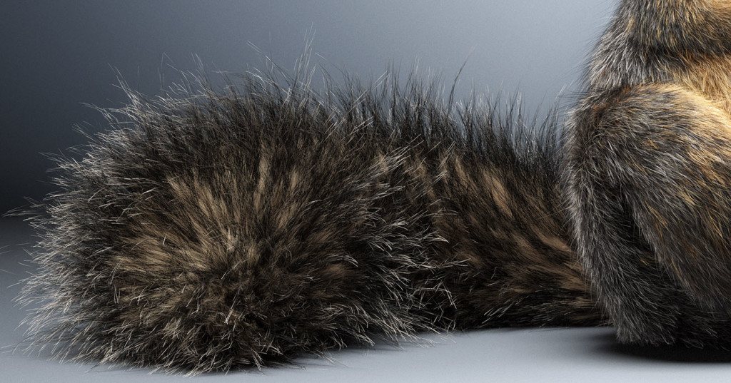 Photorealistic 3D squirrel render showcasing 3D fur grooming and lighting closeup