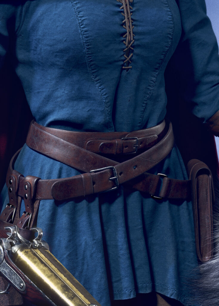 High-poly 3D Red Riding Hood character concept closeup